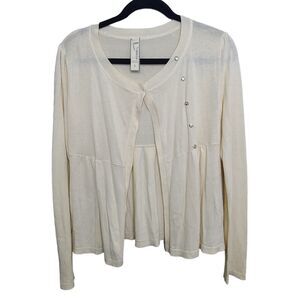 Fossil Womens SZ S Ivory Off White Cardigan Sweater‎ Hong Kong Cotton Blend VTG